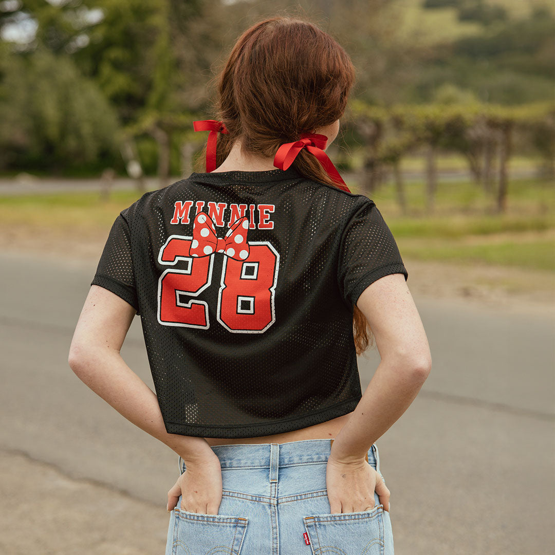 Disney Minnie Mouse Jersey - Black Official Licensed T-Shirt for Women & Girls | Perfect for Disney Parks, Halloween Costumes & Fan Gifts