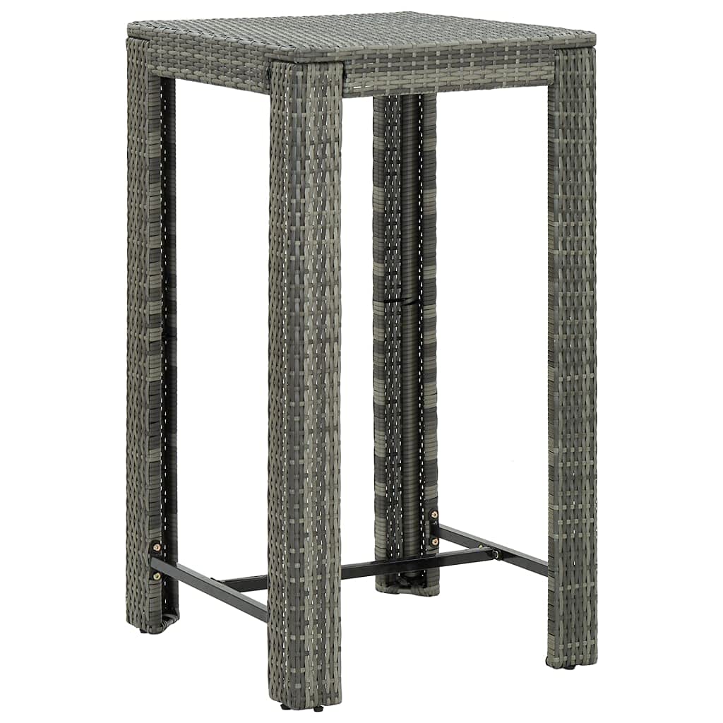 Unfade Memory Pub Dining Table Bar Table with Steel Frame, Square Wicker Side Table - Lightweight Poly Rattan for Porch, Park, Backyard, Patio, Garden - Gray (23.8