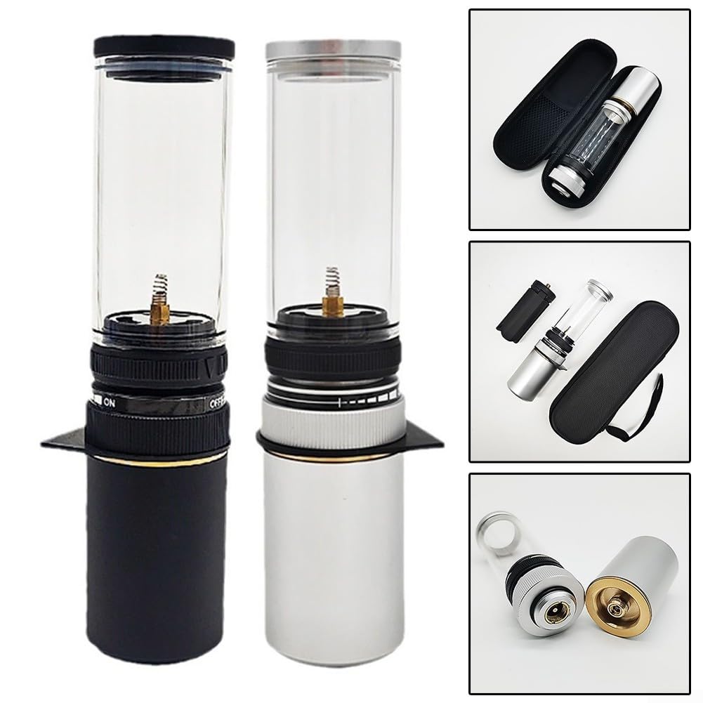 Portable Outdoor Gas Lantern - Glass Mantle Camping Light with Gas Box for Hiking, Fishing, Backpacking & Tent Use - Black (Ideal for Camping Trips, Emergency Lighting & Outdoor Adventures)