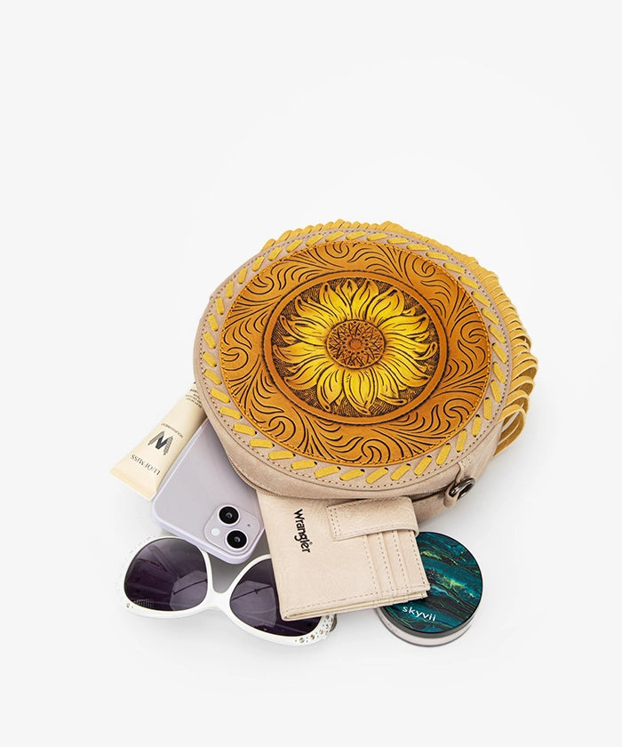 Montana West Sunflower Circle Fringe Crossbody Purse for Women - Stylish Boho Handbag with Adjustable Strap, Perfect for Daily Use, Shopping & Travel