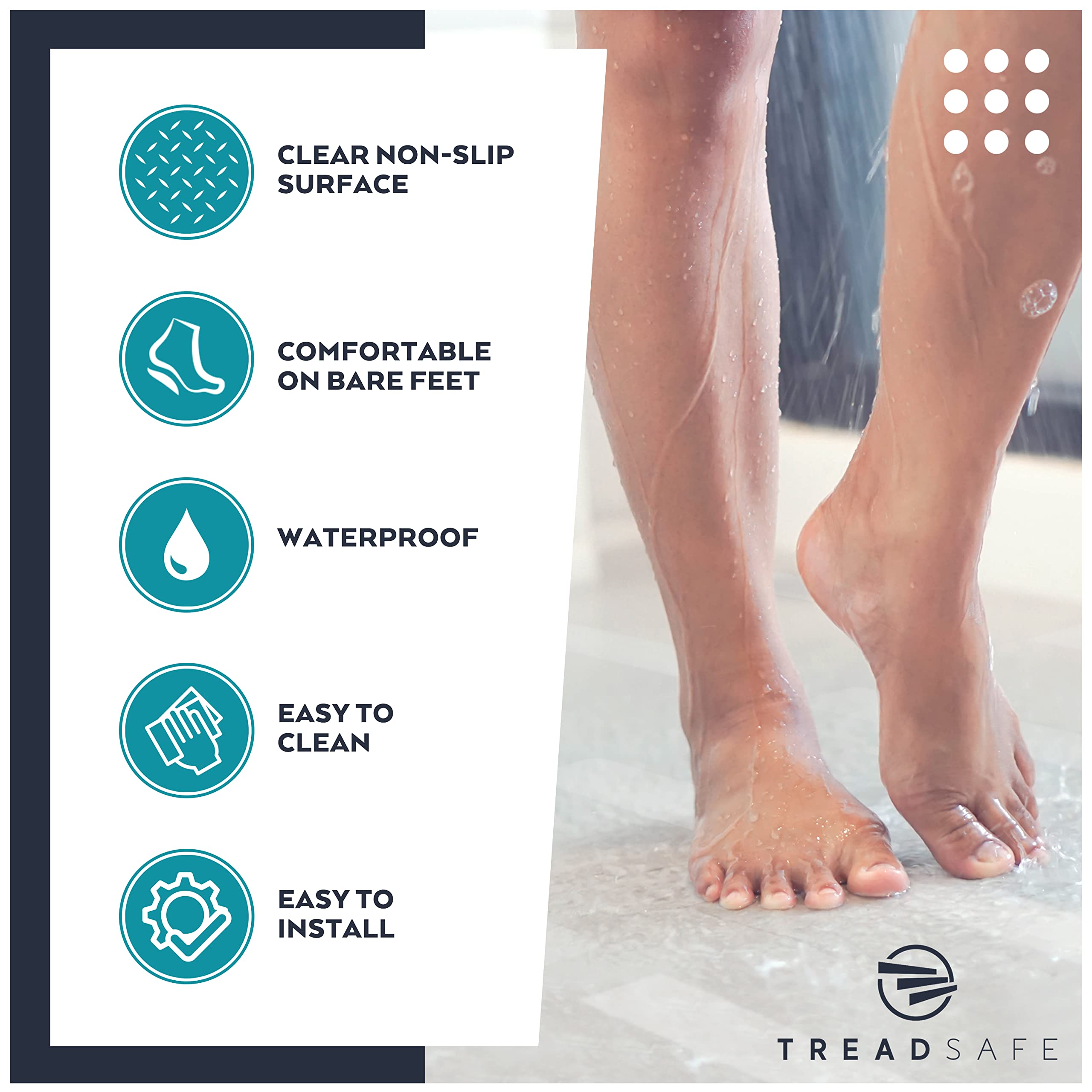 TREADSAFE Clear Non-Slip Stair Grip Tape - Indoor/Outdoor Anti-Slip Safety Strips for Wooden Steps | Perfect for Home, Office & Commercial Staircase Safety