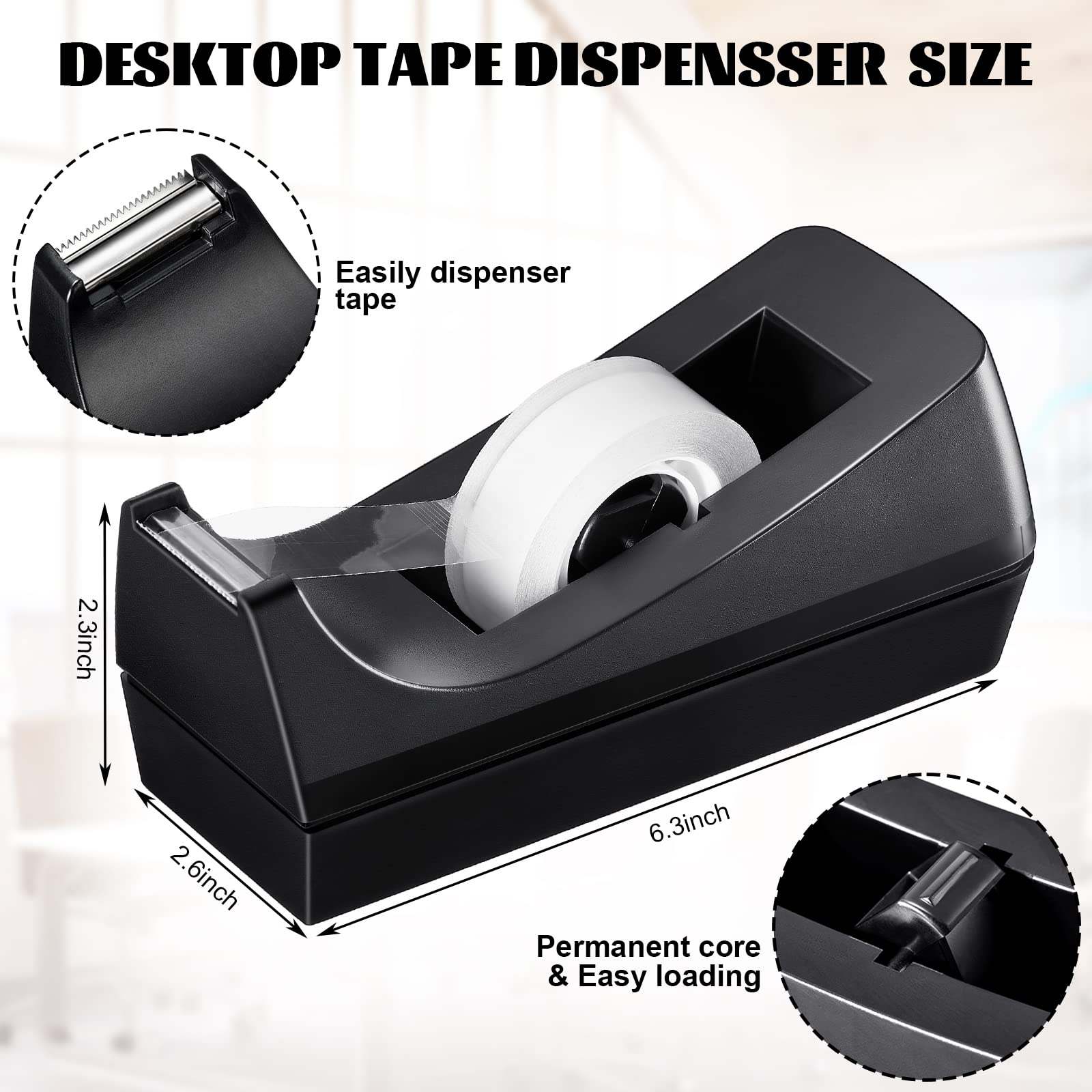 10 Pack Non-Skid Base Tape Dispenser for Office, Home & School - Desktop Tape Roll Holder (Tape Not Included) - Perfect for Wrapping Gifts, Organizing Documents & Crafting Projects