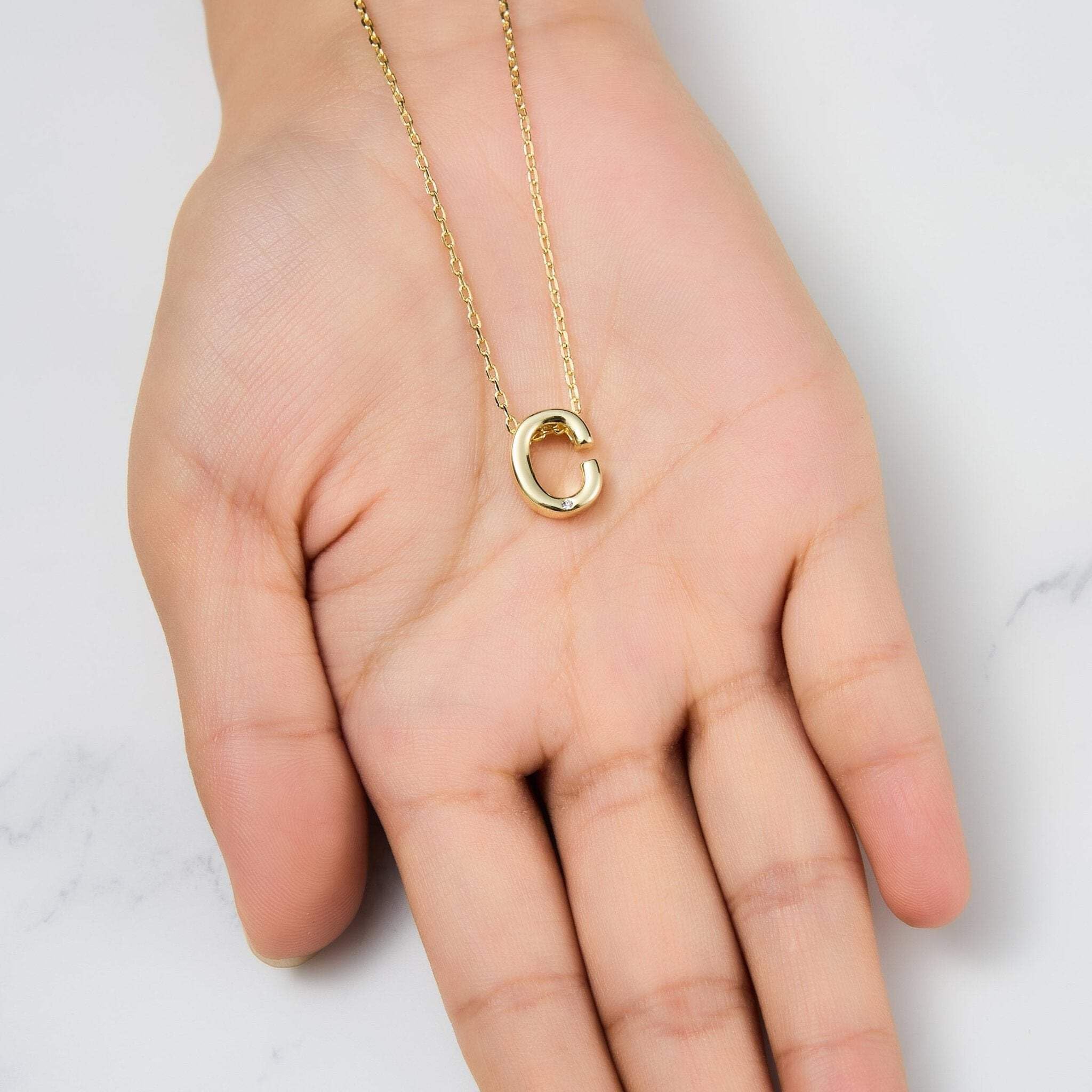 Gold Plated Initial Necklaces A-Z with Zircondia® - Perfect Gift for Her