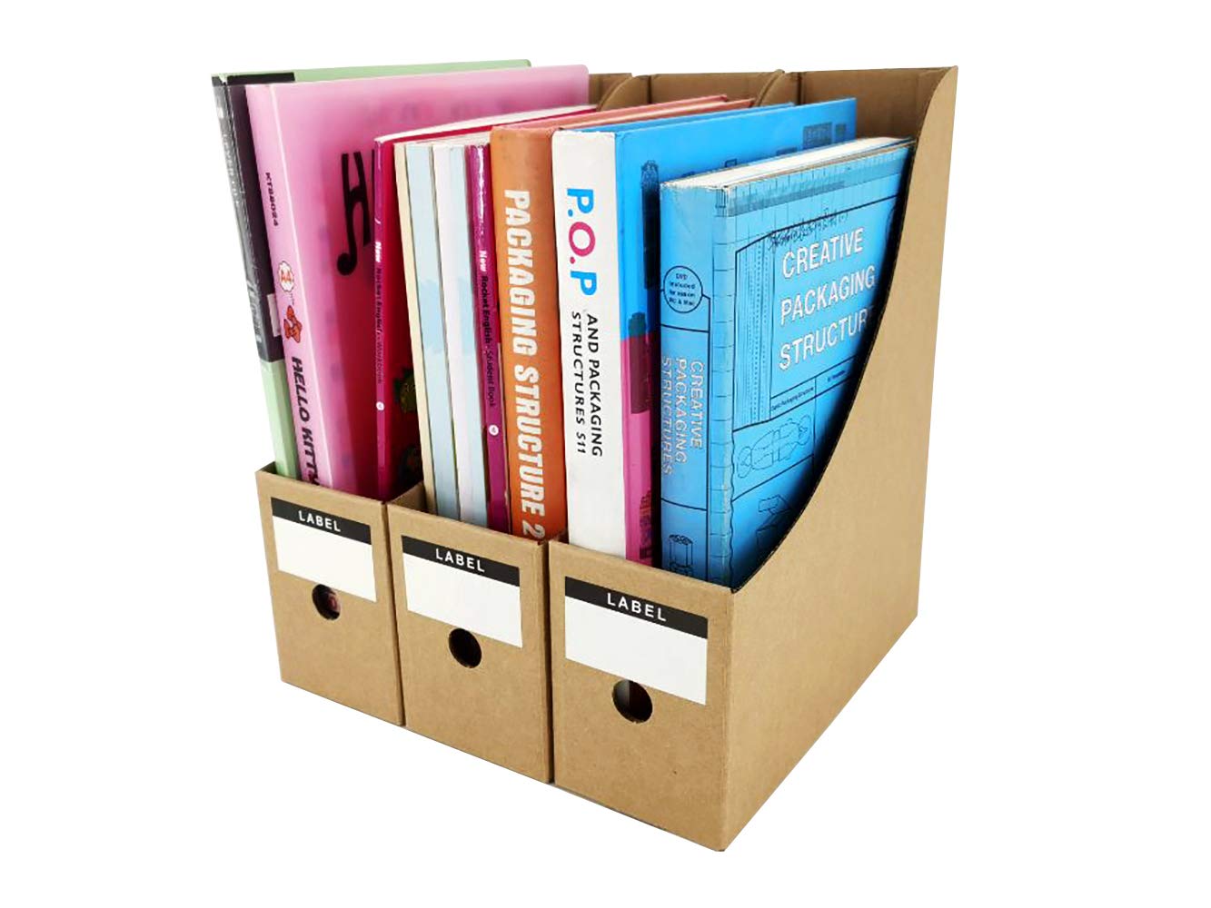 HUAPRINT 12-Pack Brown Magazine File Holders - Desk Organizer, Document Storage Box, Folder Holder for Office & Home Organization - Perfect for Magazines, Files, and Office Supplies Storage