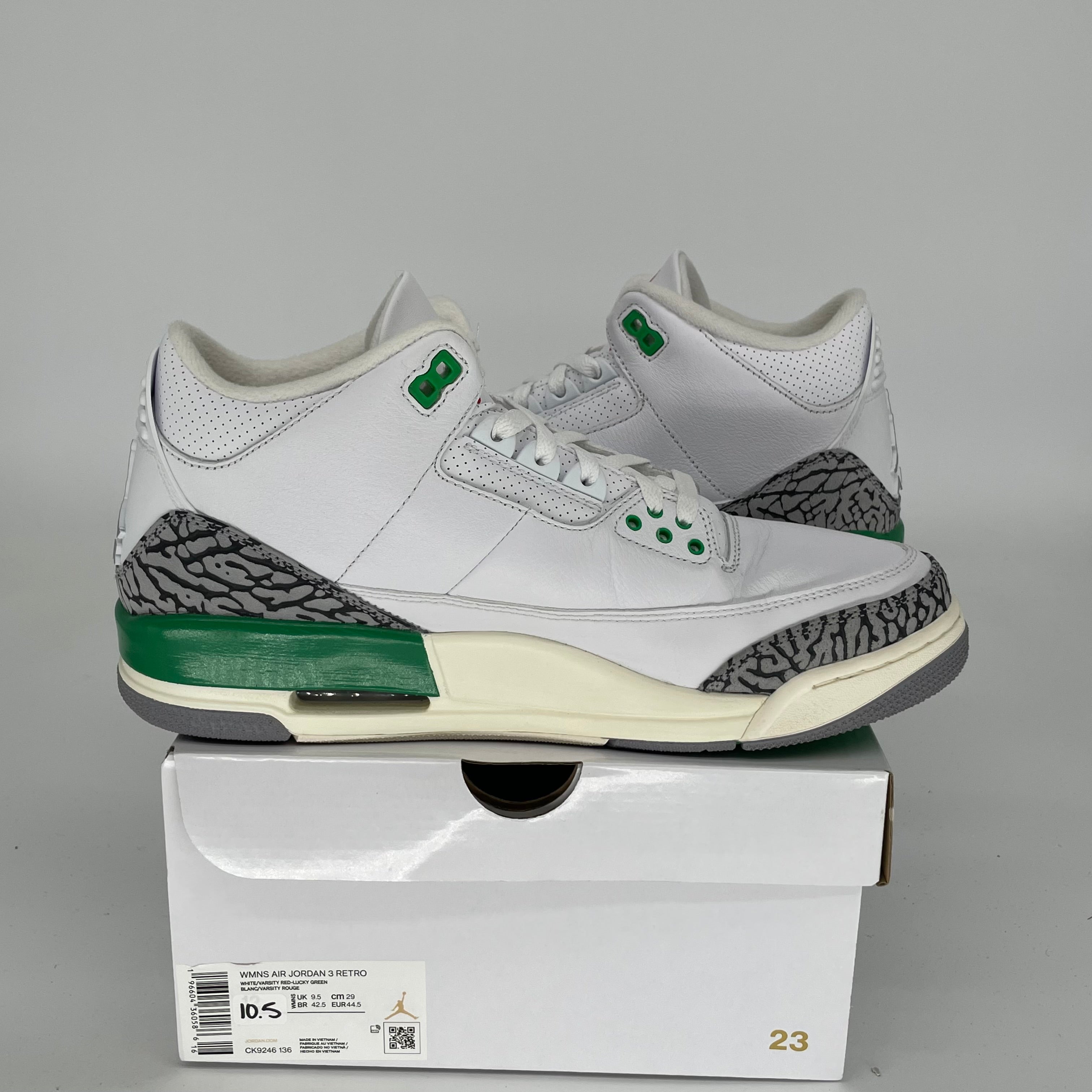 AIR JORDAN 3 Lucky Green Basketball Shoes - Women's Size 10.5/12W (CK9246-136) - Retro Style Sneakers for Sports, Casual Wear & Street Fashion
