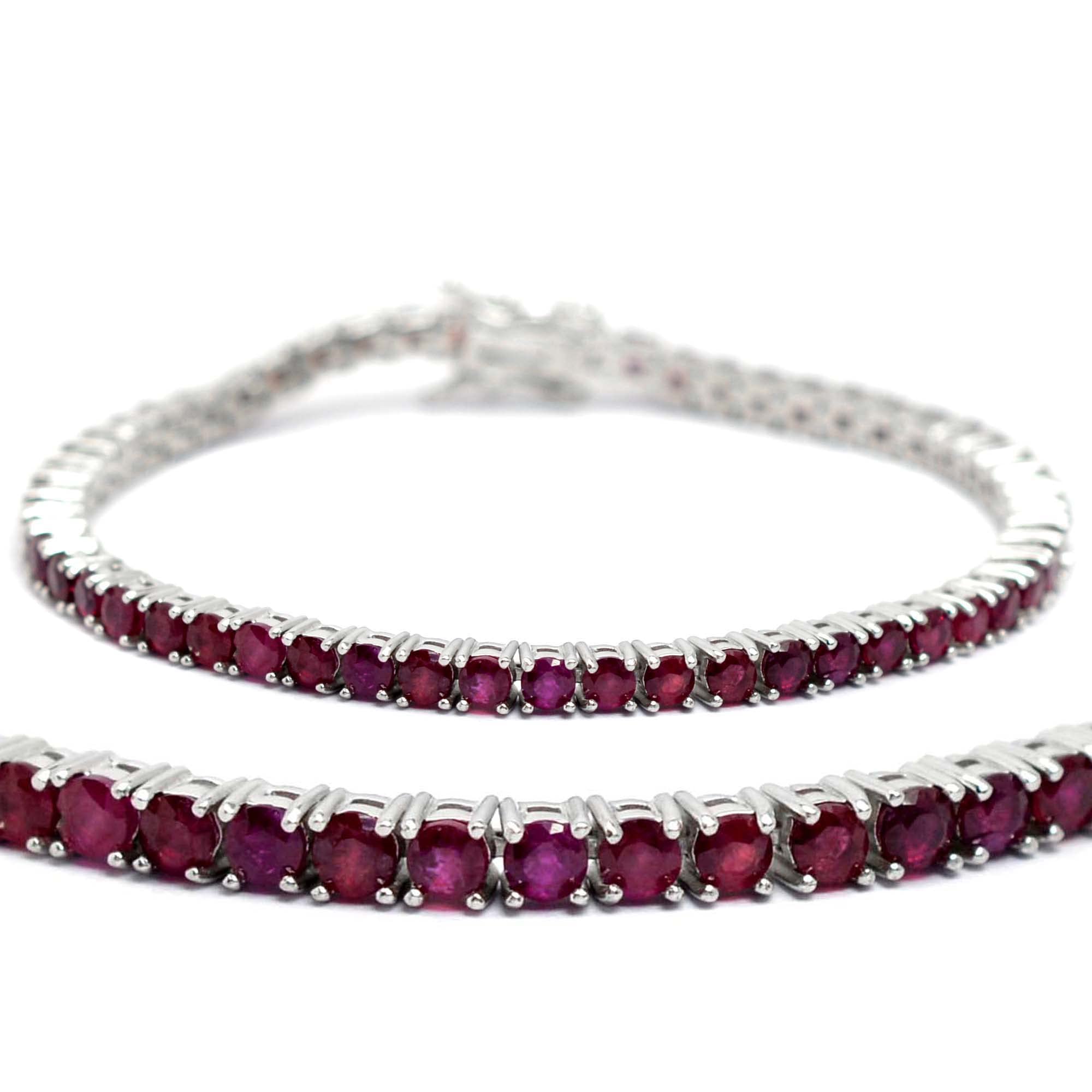 3mm Round Cut Natural Red Ruby Tennis Bracelet - 925 Sterling Silver July Birthstone Jewelry | Wedding, Anniversary, Birthday Gift for Her | Girlfriend, Wife, Mom Present | Christmas, Valentine's Day Gift Idea | Perfect for Date Nights, Parties & Special Occasions