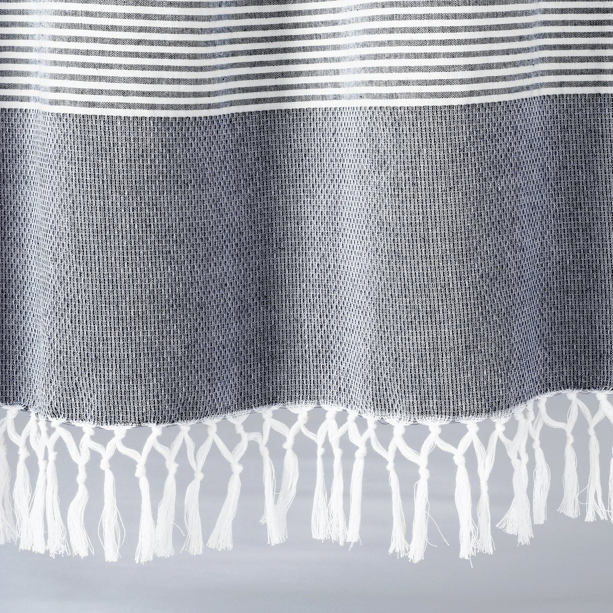Tucker Stripe Yarn Dyed Knotted Tassel Window Curtain Panel Set - Elegant Blackout Drapes for Living Room & Bedroom Decor