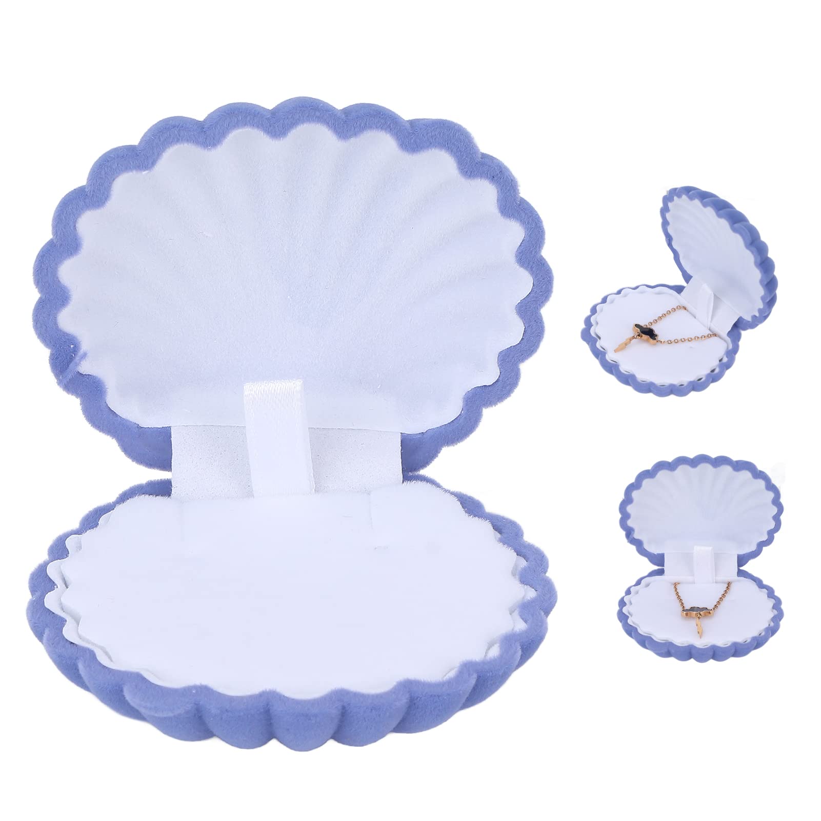 Premium Seashell Jewelry Earring Box - Flocking Velvet Earring Gift Box for Necklace, Rings & Earrings - Elegant Small Jewelry Storage & Display Case - Perfect for Travel, Gifting & Home Organization