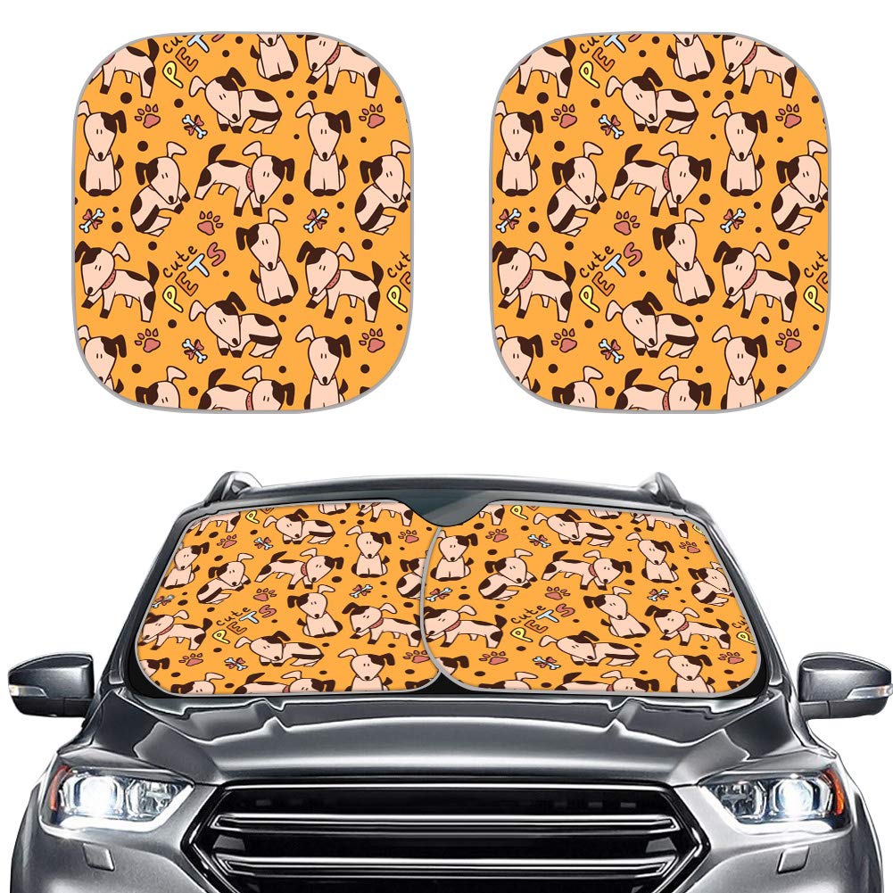 2PCS Bull Terrier Car Sun Shade - UV Protector for Windshield - Universal Fit for Summer Driving