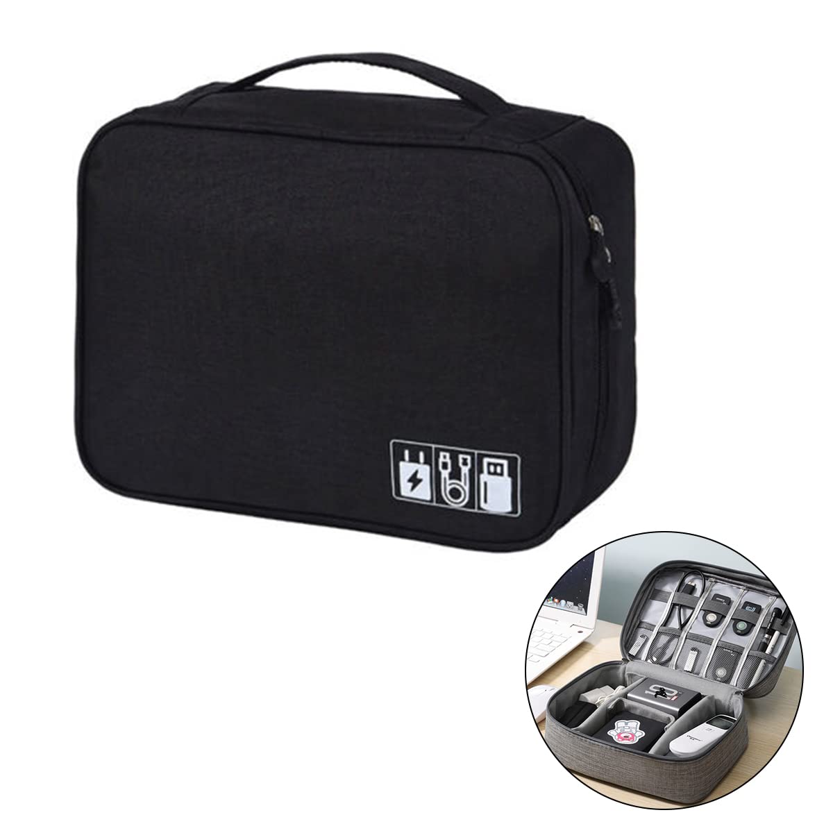 Evaliana USB Cable Organizer Bag - Waterproof Electronic Accessories Storage Case for Chargers, Cables & Small Gadgets - Perfect for Travel, Office & Home Organization