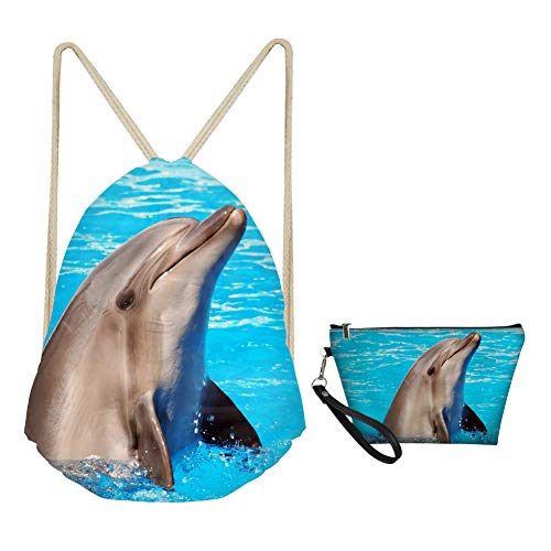 Dolphin Drawstring Bag+makeup Bag