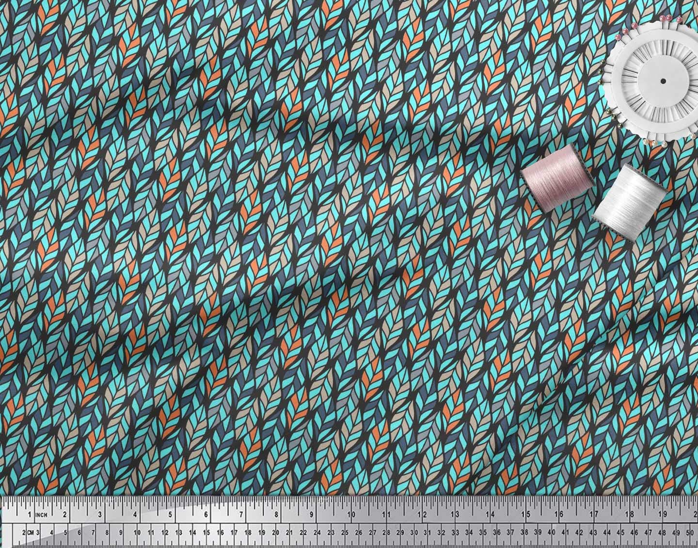 Soimoi Moss Georgette Brown Fabric by The Yard - 42 Inch Wide Printed Fabric with Small Leaves Design - Nature-Inspired Fabric for Dresses, Curtains & DIY Crafts