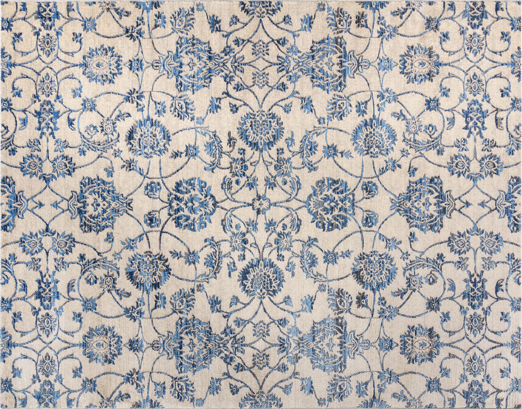 Gertmenian 19164 Bohemian Abstract Area Rug 5x7 ft - Blue Ivory Geometric Floral Design for Modern Living Room, Kitchen & Bedroom Decor | Soft Non-Slip Floor Carpet for Home & Office