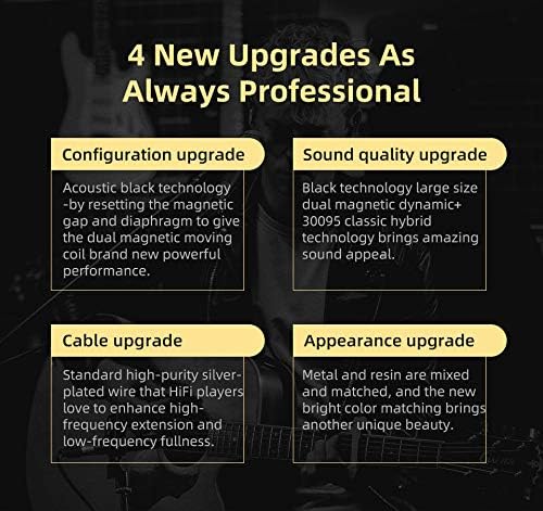 KINBOOFI KZ ZSN PRO X HiFi In-Ear Monitor Earphones - 1BA + 1DD Dual Driver, Professional Studio Headphones for Drummers & Musicians, Removable C-Pin Cable (No Mic, Dark Black) - Perfect for Church Performances, Live Music & Studio Recording