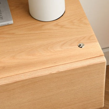 Solid Oak & Poplar Wood Floating Nightstand - Modern Bedside Table with Storage Shelf for Bedroom, Living Room, or Nursery