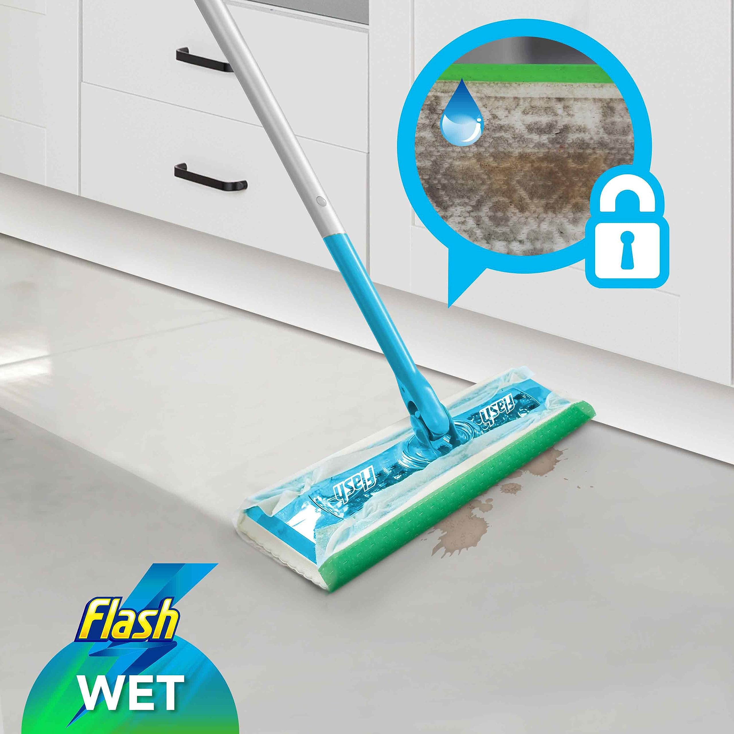 Flash Speedmop Wet Cloth Refills - 96 Pack (24 x 4) | Lemon Scented Antibacterial Floor Cleaning Wipes | Compatible with Flash Speed Mop | Ideal for Hardwood, Tile & Laminate Floors | Quick & Easy Household Cleaning Solution
