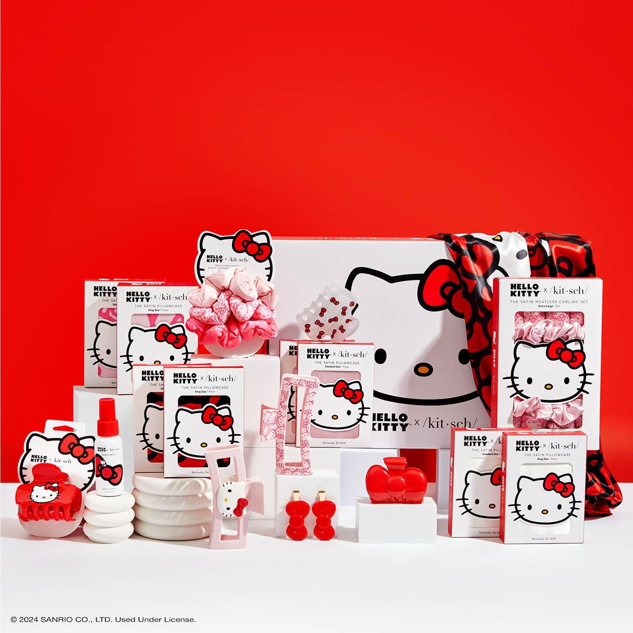 Hello Kitty x Kitsch Hair Clips for Women - Durable Strong Hold Hair Claw Clips for Girls (Red Bow, 1pc) - Cute Hair Accessories for School, Work & Everyday Styling