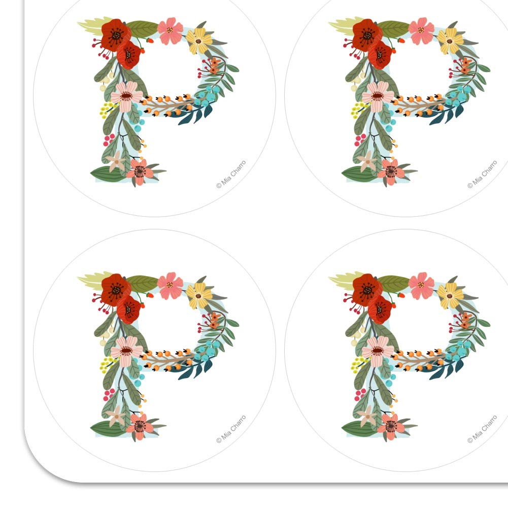 Floral Monogram Letter P Stickers for Planner, Calendar, Scrapbooking & Crafting - Perfect for DIY Journals, Bullet Journals, and Handmade Cards