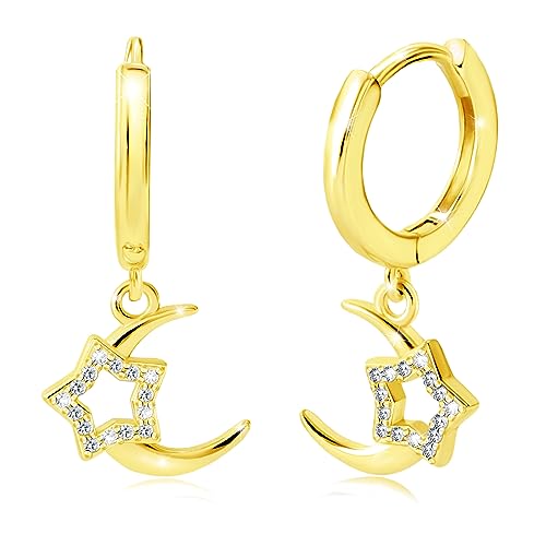 Gold Moon Star Earrings