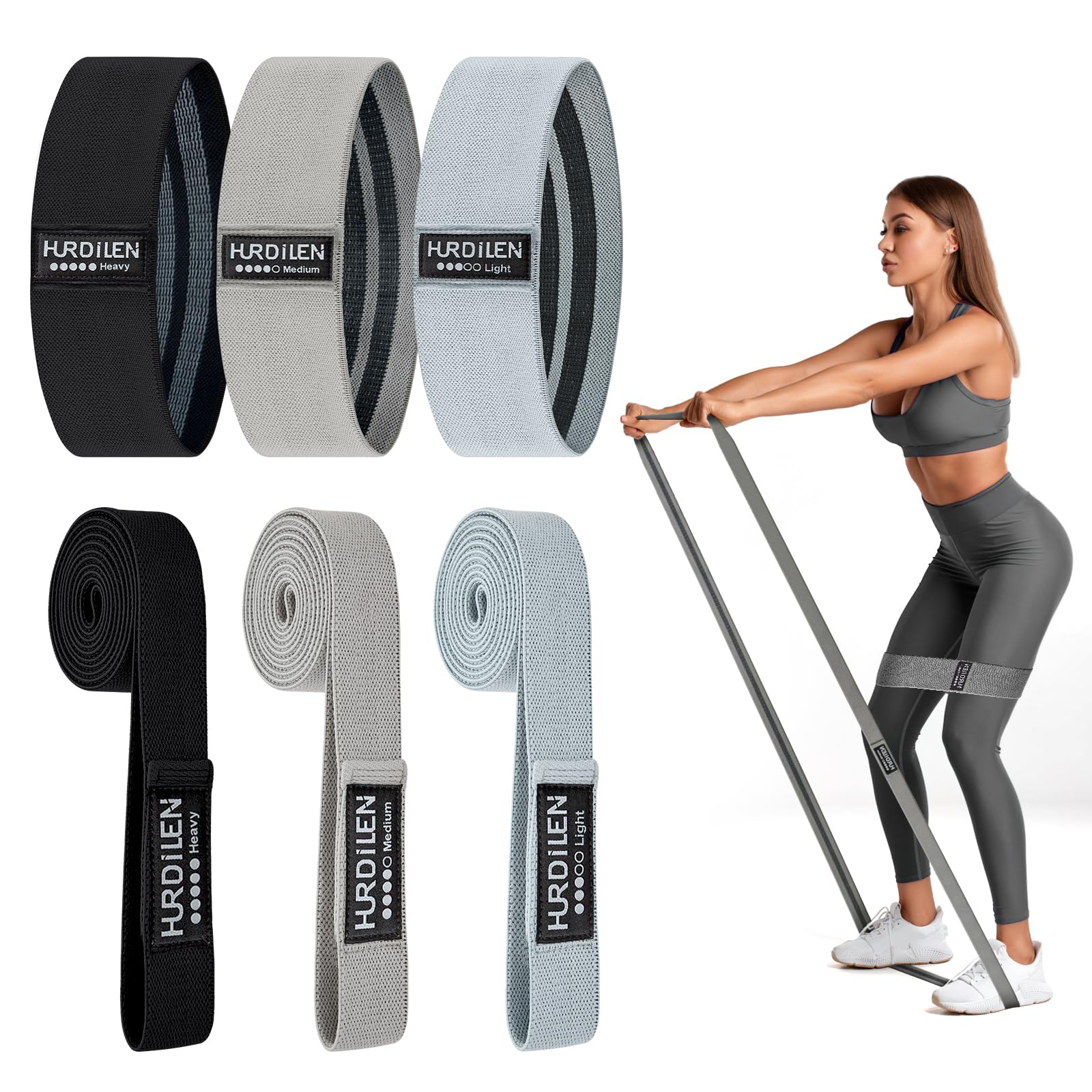 Premium Resistance Bands Set - 3 Pull Up & 3 Assistance Bands with Door Anchor for Legs, Glutes & Hip Workouts - Durable Fabric Loop Exercise Bands for Gym, Home & Office - Perfect for Strength Training, Physical Therapy & Full-Body Fitness