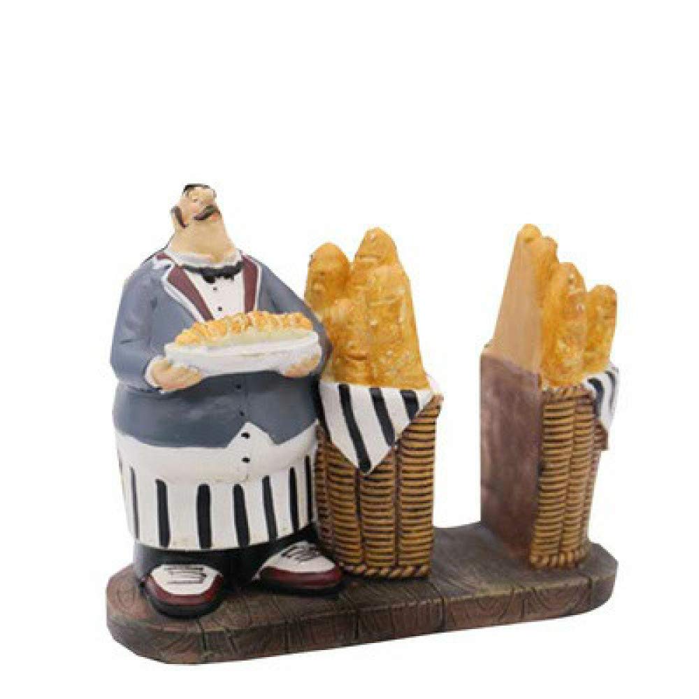 15cm Resin Bread Chef Paper Towel Holder - Creative Kitchen Decor Figurine for Home, Hotel & Restaurant | Tissue Box Storage & Unique Gift Idea