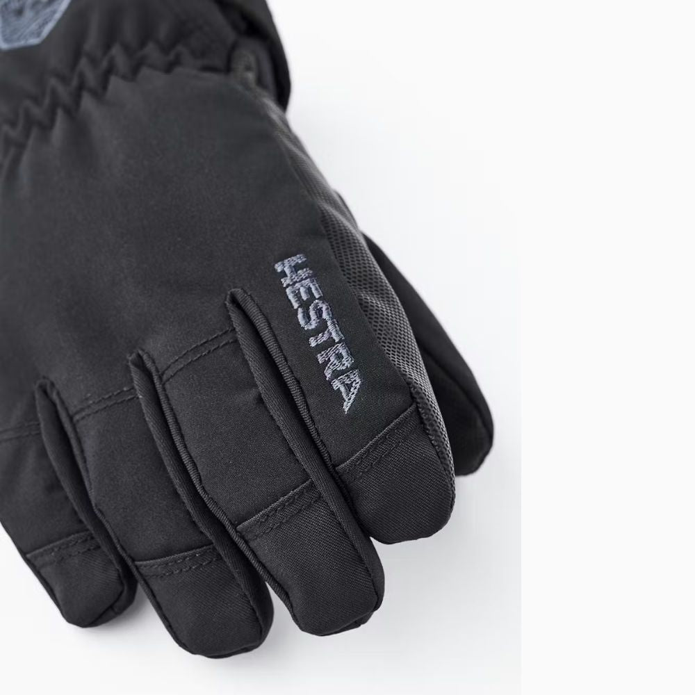 Hestra Ferox Primaloft Kids Ski Gloves - Waterproof Winter Gloves for Boys & Girls - Black (32990) - Perfect for Snowboarding, Sledding & Cold Weather Activities