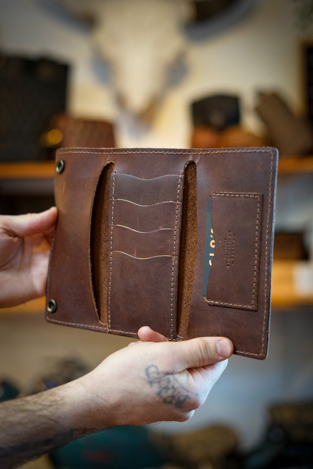 Premium Trifold Long Leather Wallet for Men - Dark Amber Harness, RFID Blocking, Multiple Card Slots - Perfect for Business, Travel & Everyday Use
