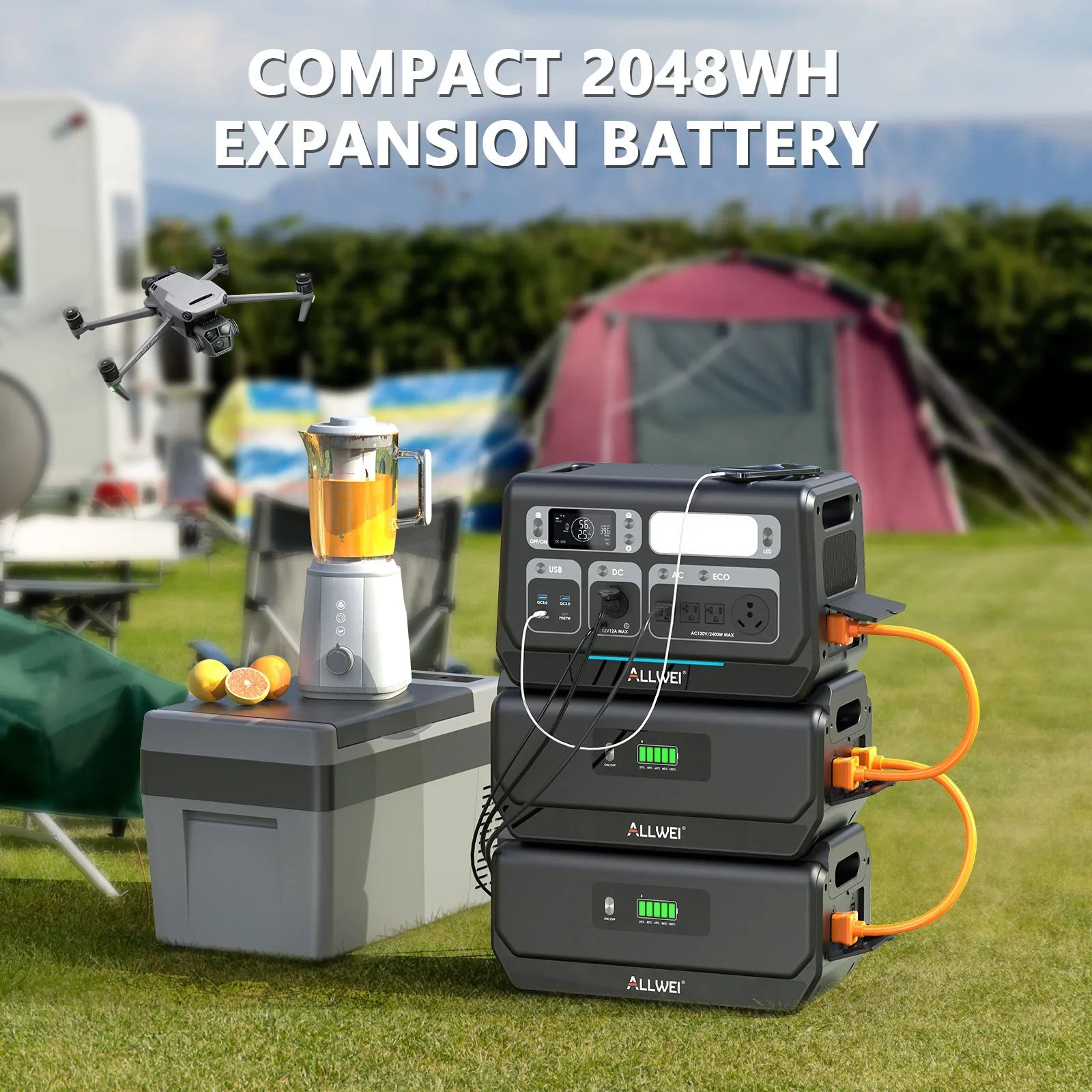ALLWEI B200 PRO Expansion Battery for PPS2400 Power Stations - Portable Backup Power for Camping, Emergencies & Outdoor Adventures
