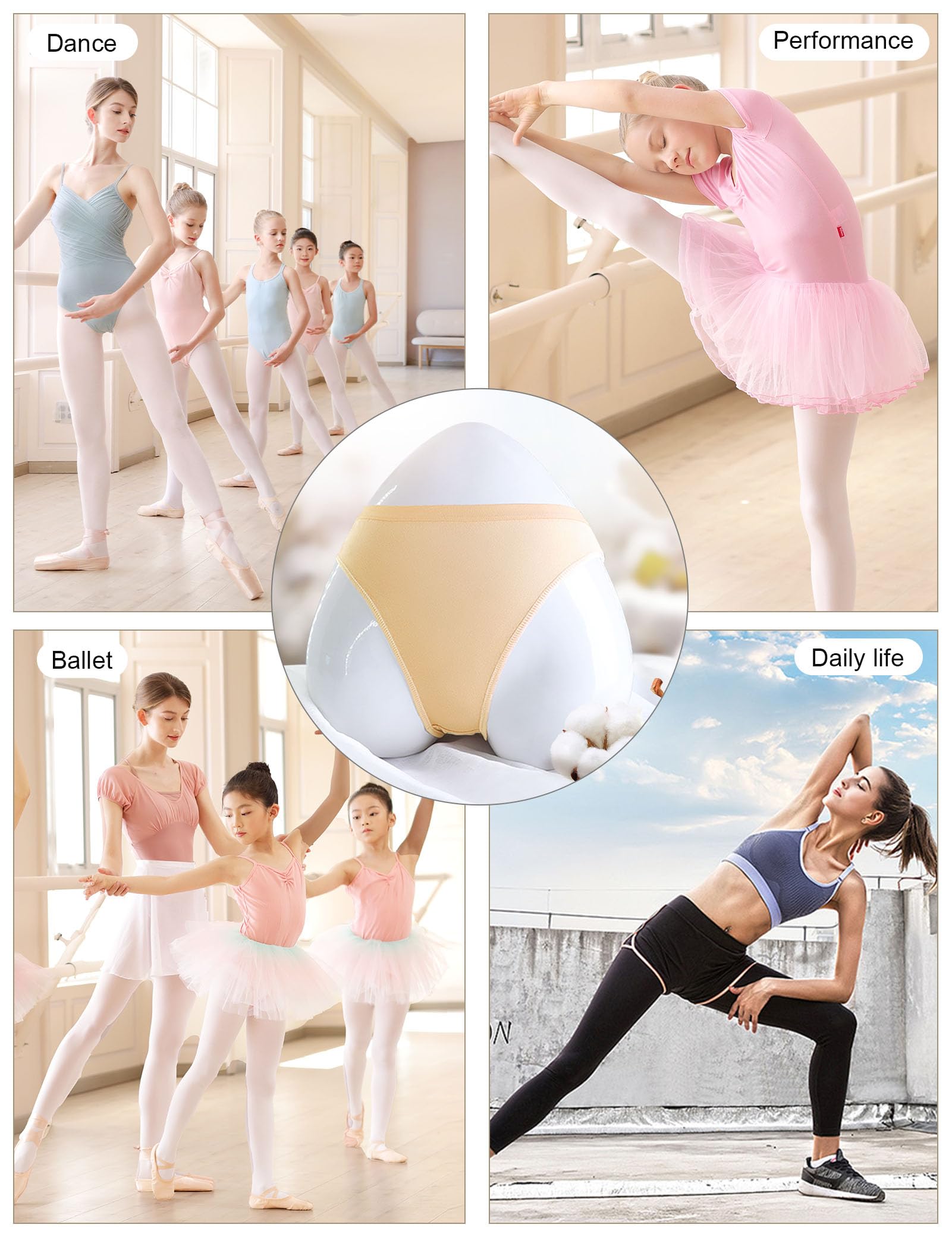 Seamless Cotton Dance Briefs for Girls & Women - Ballet & Gymnastics Underwear (1-3 Pairs) | Comfortable Performance Wear for Dance Classes, Recitals & Training