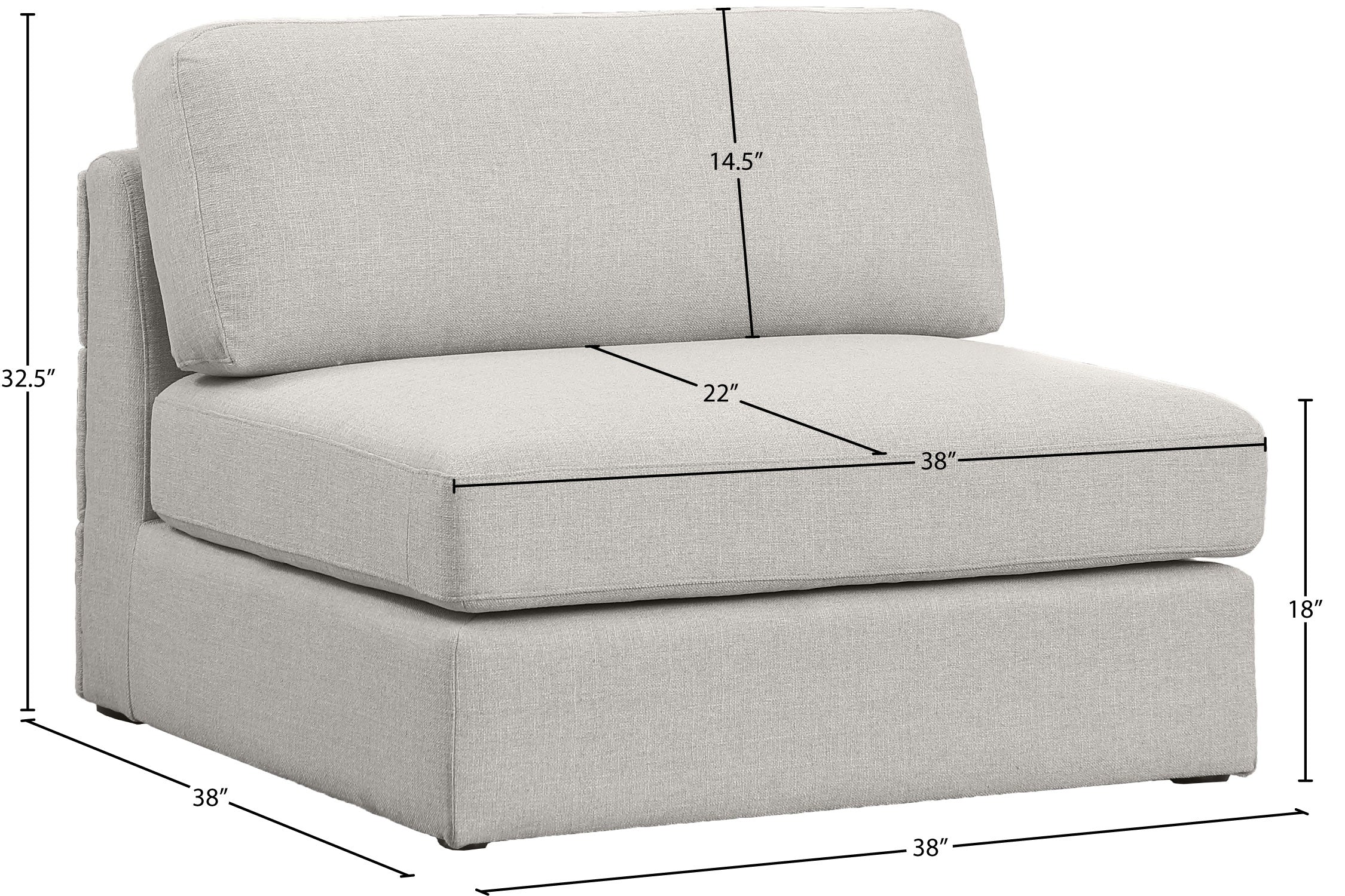 Beckham Durable Linen Textured Fabric Armless Chair - Modern Home Office & Living Room Accent Furniture for Relaxing & Decor