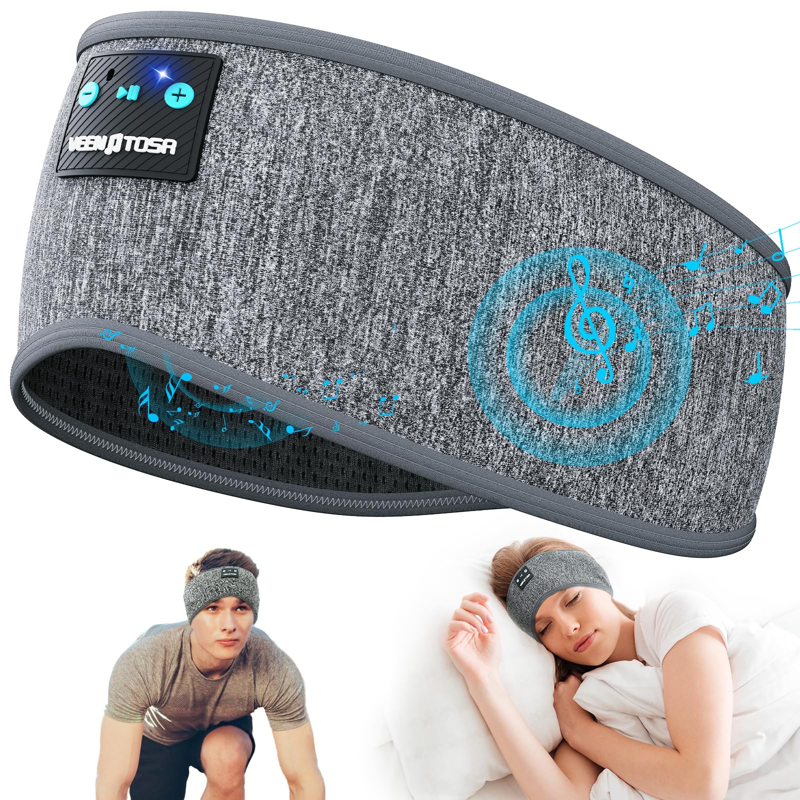 Wireless Sleep Headphones with HD Stereo Sound - 20H Battery Bluetooth 5.3 Headband for Side Sleepers | Perfect for Yoga, Workout, Travel & Meditation | Comfortable Sports Earphones for Men & Women