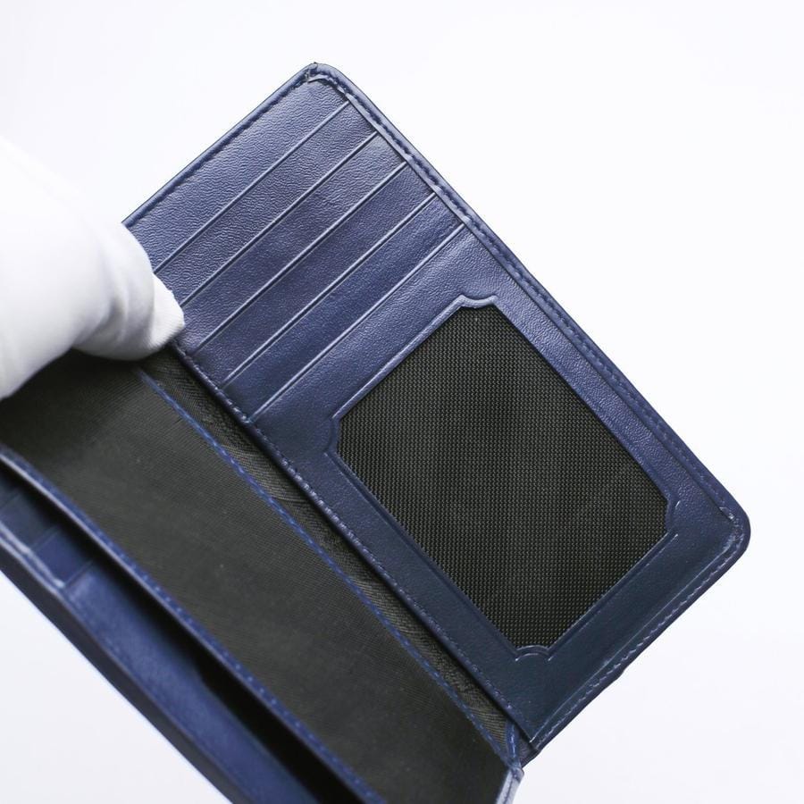Premium Blue Stingray Skin Leather Long Wallet for Men - RFID Blocking Bifold Wallet with Money Clip - Perfect for Business, Travel & Everyday Use