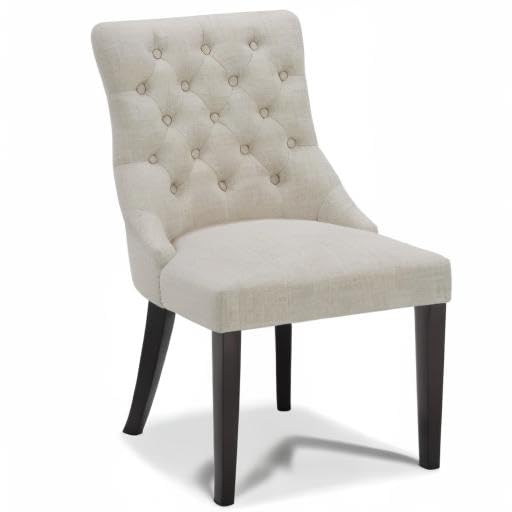 CHITA Farmhouse Tufted Dining Chairs Set of 2 - Modern Upholstered High Back Fabric Dining Room Chairs in Linen - Perfect for Kitchen, Dining Room, and Farmhouse Decor