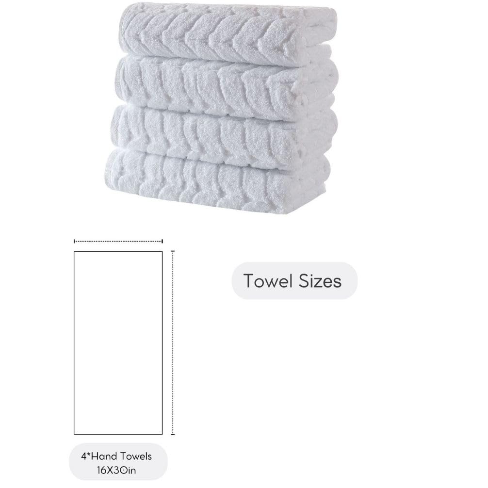 BAGNO MILANO Luxury Turkish Bath Towels Set - Ultra Soft Plush Jacquard, Quick Dry & Absorbent, 4-Piece Hand Towel Set (Grey) - Perfect for Spa, Bathroom & Hotel Use