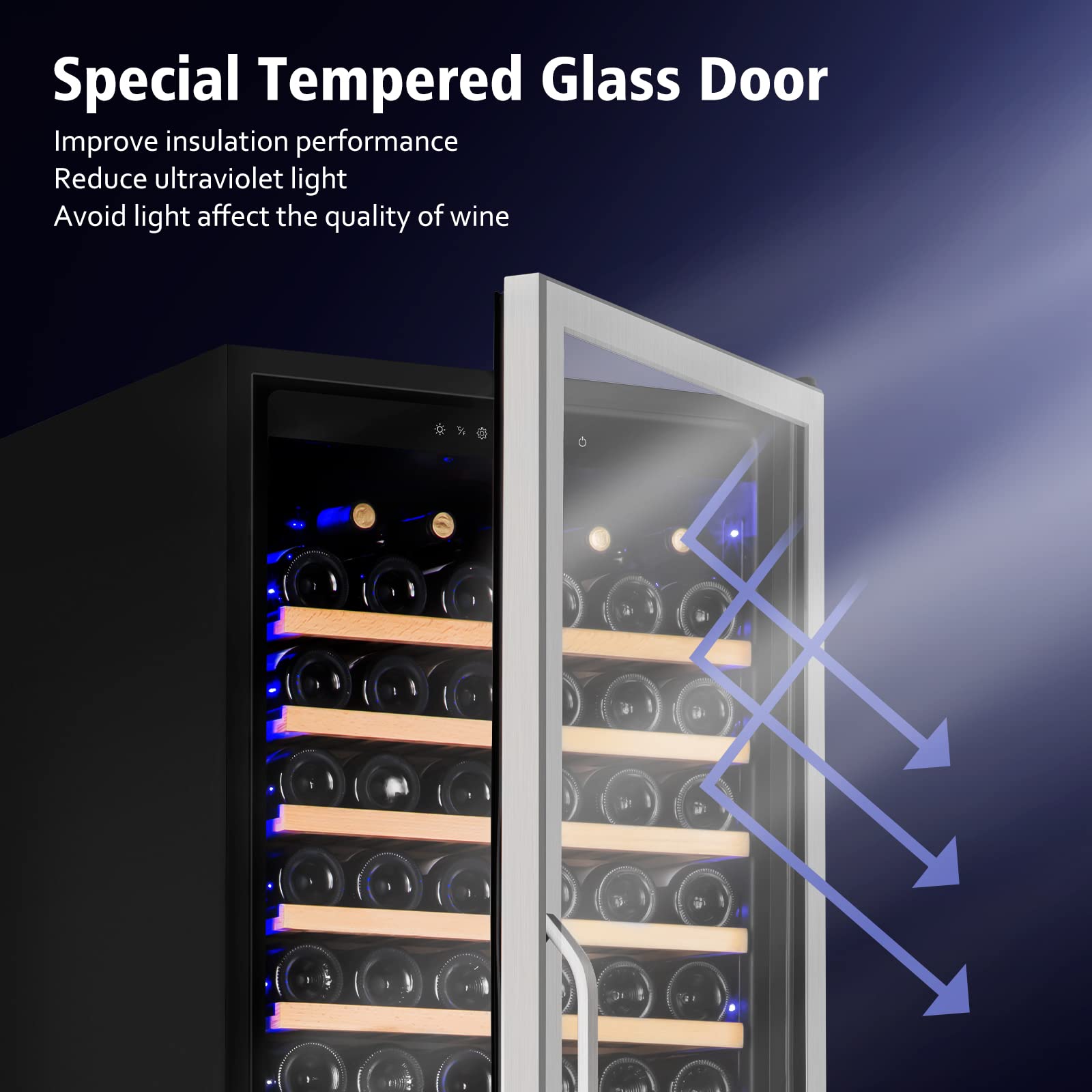 179 Bottle Wine Cooler Refrigerator - Professional Wine Fridge with Powerful Compressor, Ultra Quiet Operation & Elegant Design - Perfect for Wine Cellars, Restaurants, Bars and Home Wine Storage