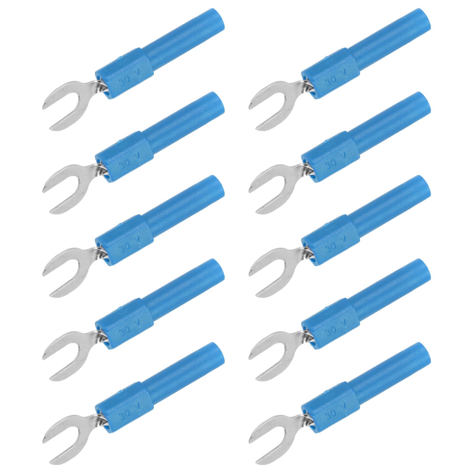 Brass U-Type Fork Spade Wire Connector 6mm/0.2in - Y-Type 10A Max with 4mm/0.2in Hole - Electrical Terminal for Tape Recorders & Game Consoles (Blue) - Perfect for Audio Equipment and Electronics Repair