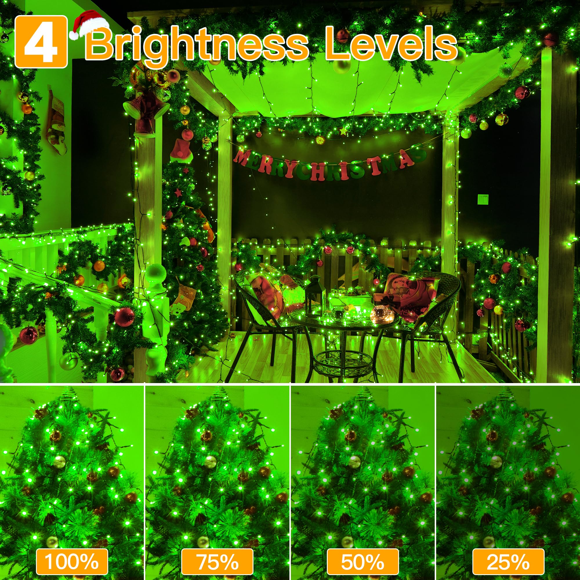 Ollny 400LED 132FT Christmas Tree Lights with Remote - 8 Lighting Modes & Timer, Waterproof Outdoor/Indoor Holiday Decor for Xmas, Thanksgiving, Home, Yard, and Party Decorations