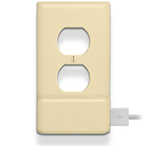 2 Pack SnapPower USB Charger Outlet Cover - No Wires or Batteries Needed - Easy 5-Minute Installation - Duplex Ivory Wall Plate - Perfect for Bedrooms, Kitchens & Home Offices
