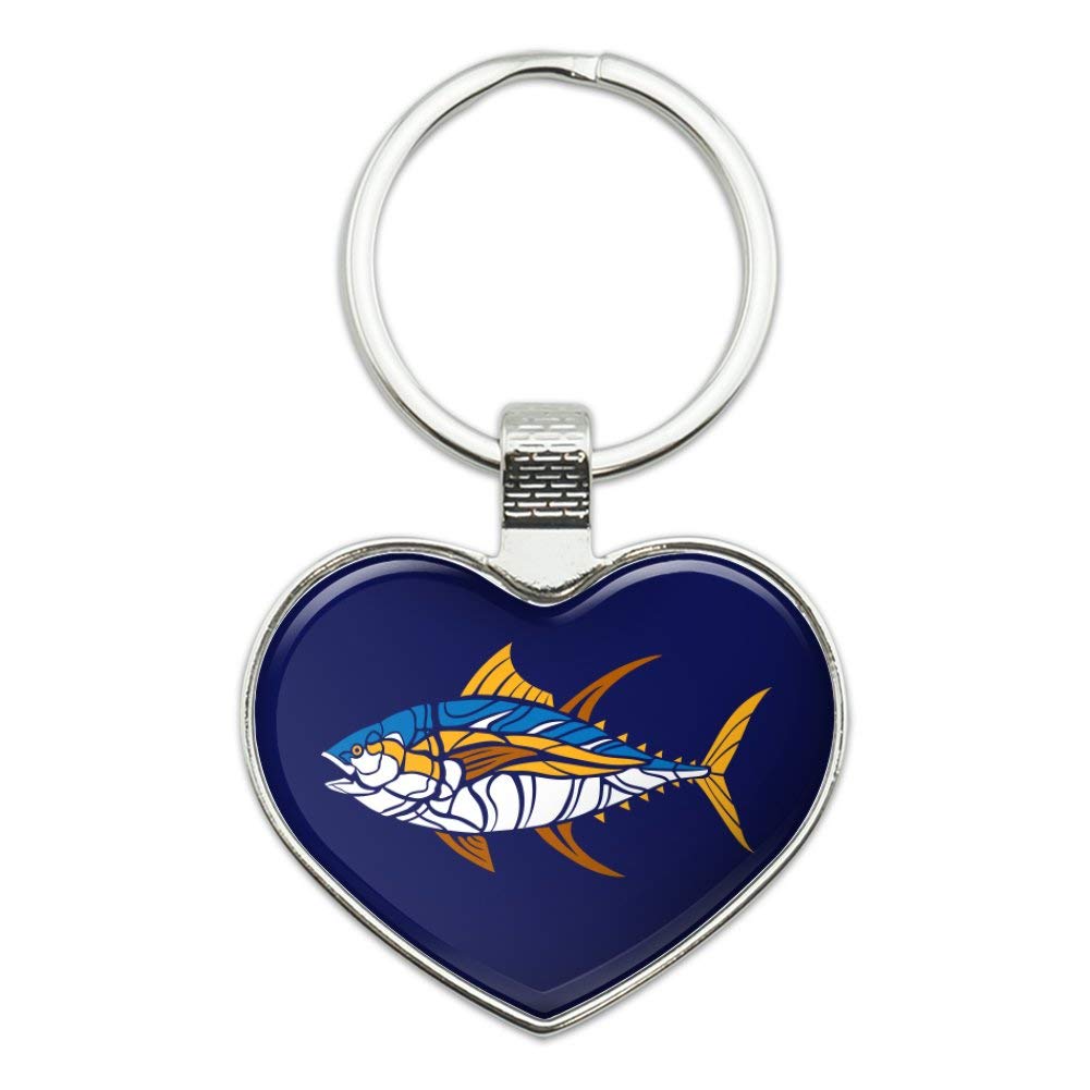 Stylish Tuna Fish Design Heart-Shaped Metal Keychain - Perfect for Gifts, Key Rings & Everyday Carry Accessories