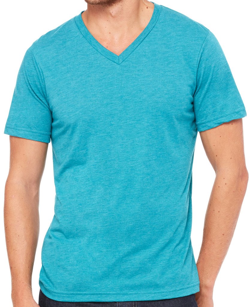 Premium Men's Tri-Blend V-Neck T-Shirt - Soft Medium Teal Cotton-Polyester-Spandex Blend - Casual Wear, Gym, Lounge & Everyday Comfort