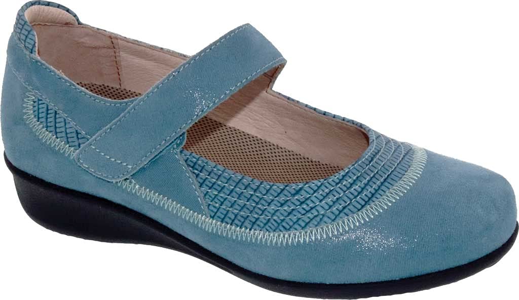 Drew Genoa Women's Mary Jane Comfort Strap Shoes - Blue Microdot - Size 6 Narrow (B) | Orthopedic Support for Plantar Fasciitis & Bunions | Perfect for Work, Travel & Dressy Occasions