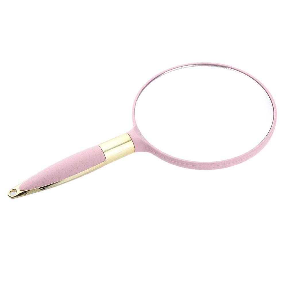 European Style Compact Round Handheld Mirror with Handle - Pink Makeup Mirror for Salon, Travel, Home & Vanity | Portable Cosmetic Mirror for Women & Girls