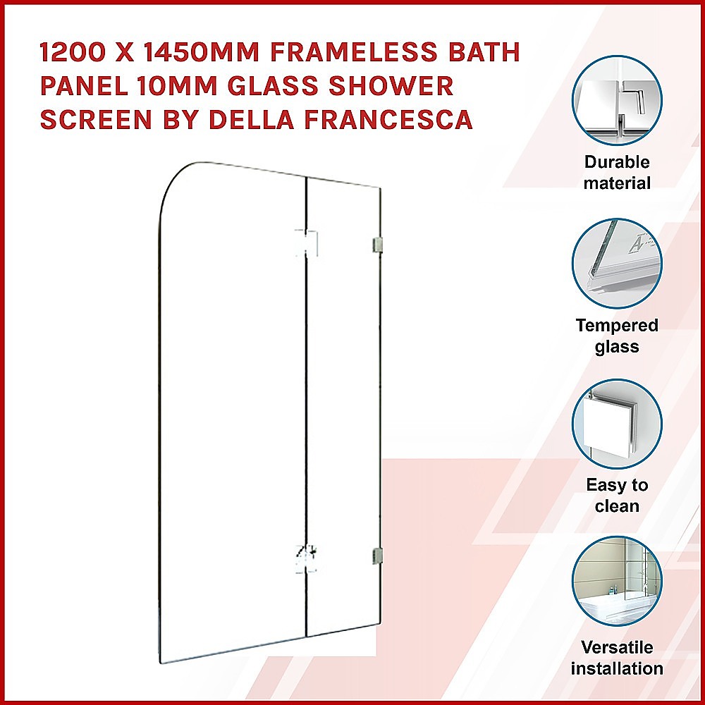10mm Frameless Glass Shower Screen 1200 x 1450mm - Modern Bathroom Panel by Della Francesca | Perfect for Walk-in Showers, Wet Rooms & Luxury Bathroom Renovations