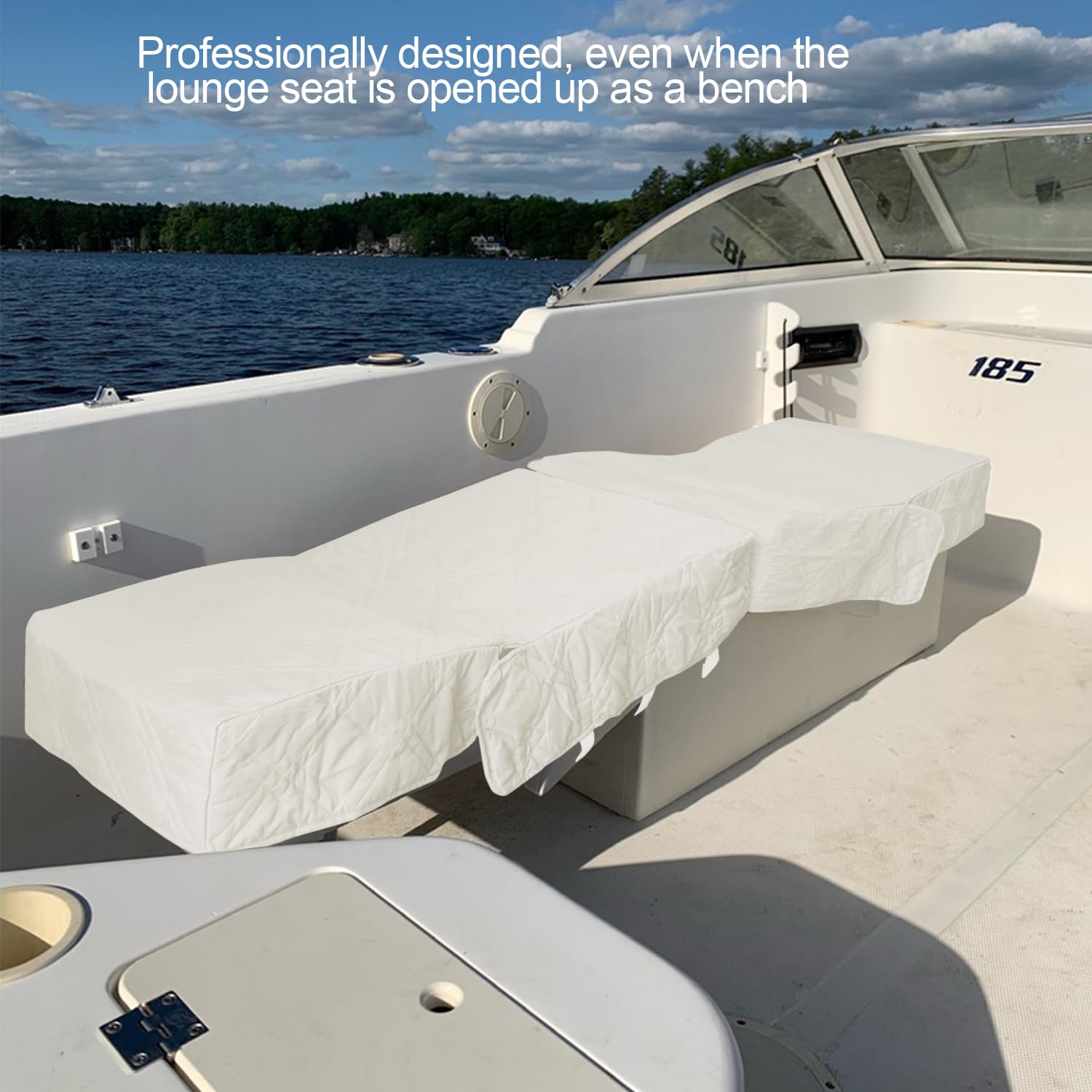 Premium Back to Back Boat Seat Covers - Waterproof Replacement Lounge Covers with Soft Microfiber Fabric (2-Pack, Ivory White) | Perfect for Marine Upholstery Protection & Damaged Seat Repair