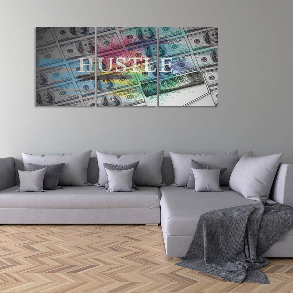 Motivational Wall Art Canvas - Inspirational Entrepreneur Quotes & Hustle Sayings for Office & Home Decor, Framed Painting (48”Wx24”H) - Perfect for Living Room, Workspace & Business Gifts
