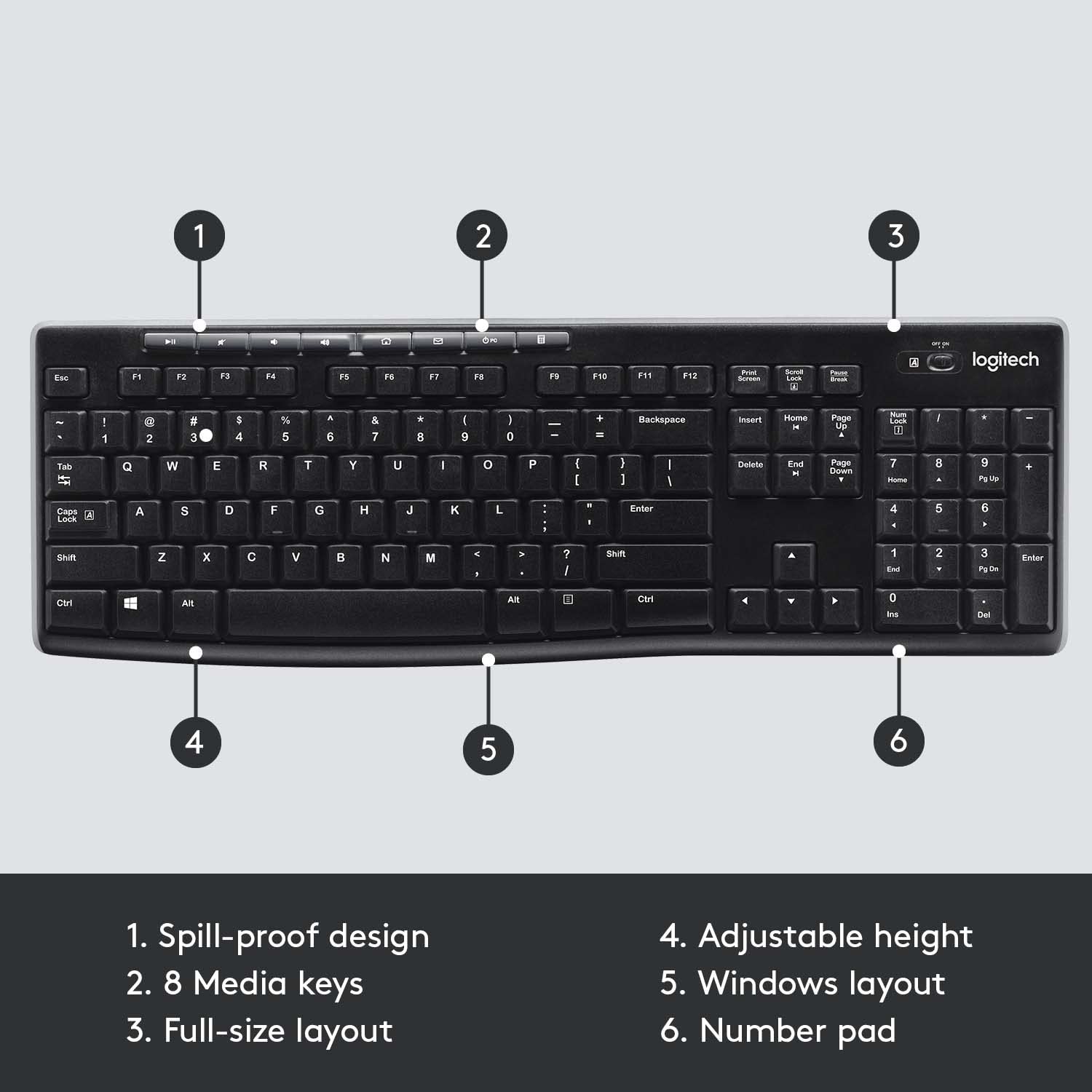 Logitech K270 Wireless Keyboard with Long-Range Connectivity - Ergonomic Design for Home & Office (Renewed) | Perfect for Typing, Gaming & Remote Work