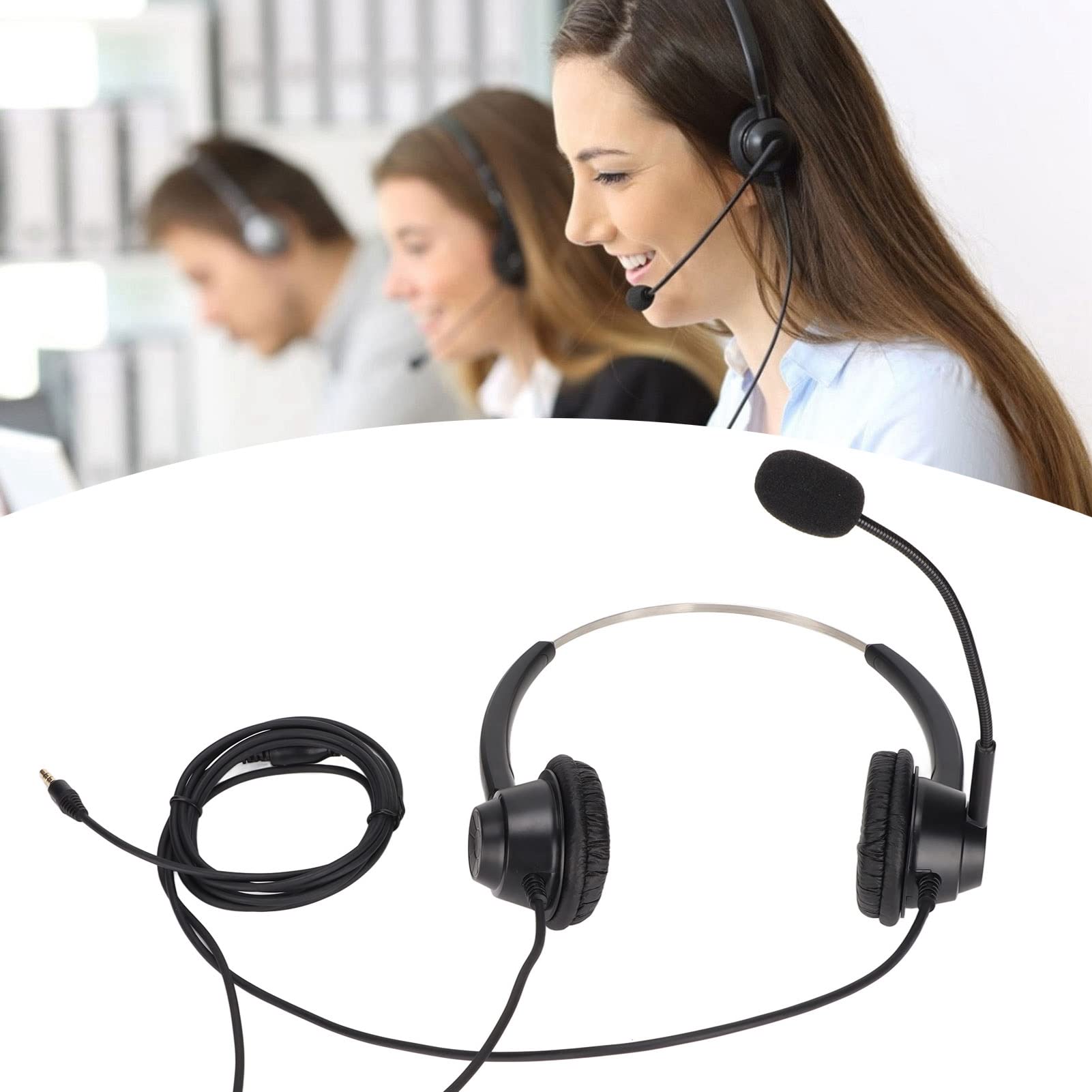 Zyyini 3.5mm Wired Headset with Noise Cancelling Microphone - Call Center Headphones for VOIP Phones, Customer Service & Office Use | Perfect for Long Work Shifts, Remote Support & Business Communications
