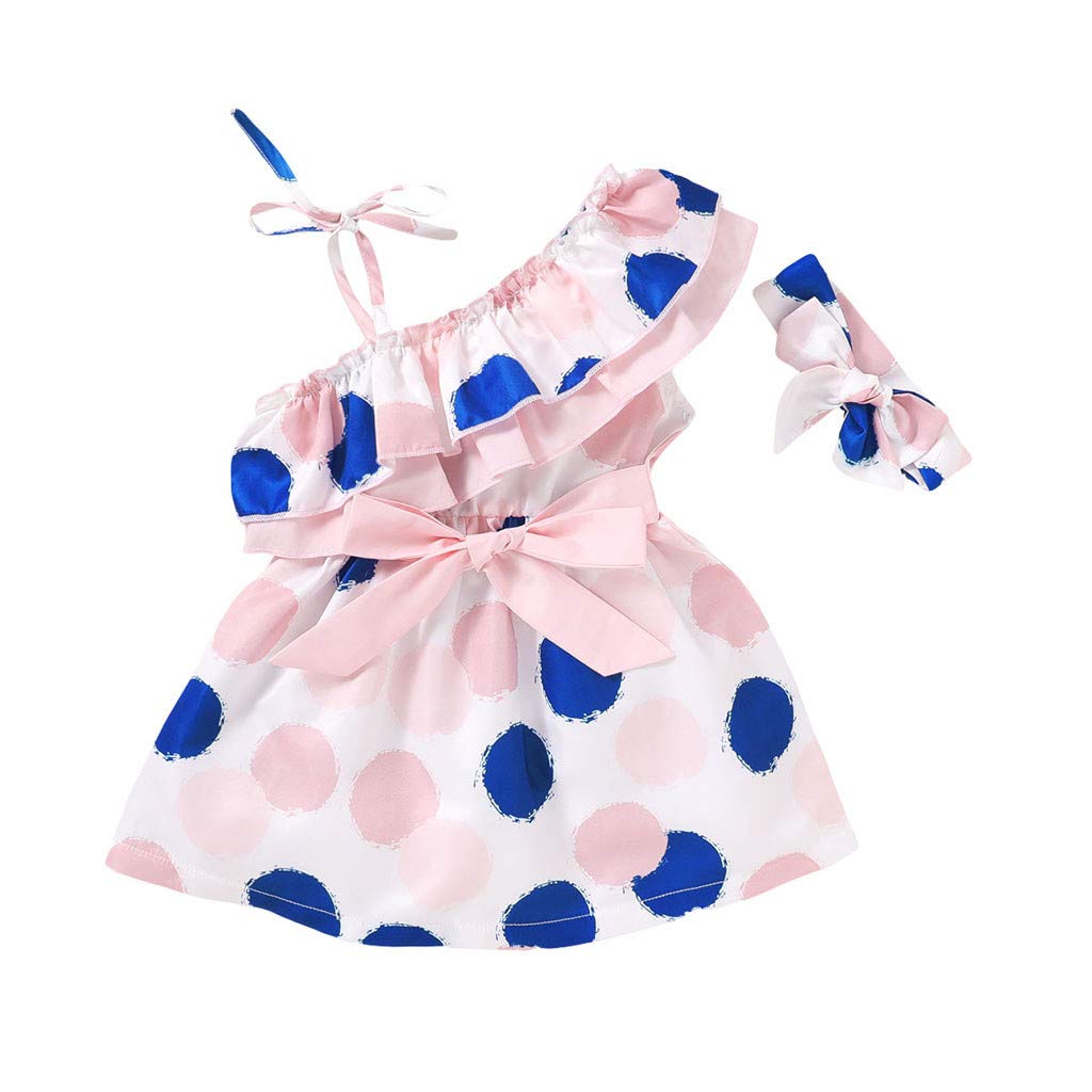 Toddler Baby Girl Sleeveless Polka Dot Princess Dress with Headband - Cute Summer Outfit for Birthday Party, Photo Shoot & Special Occasions