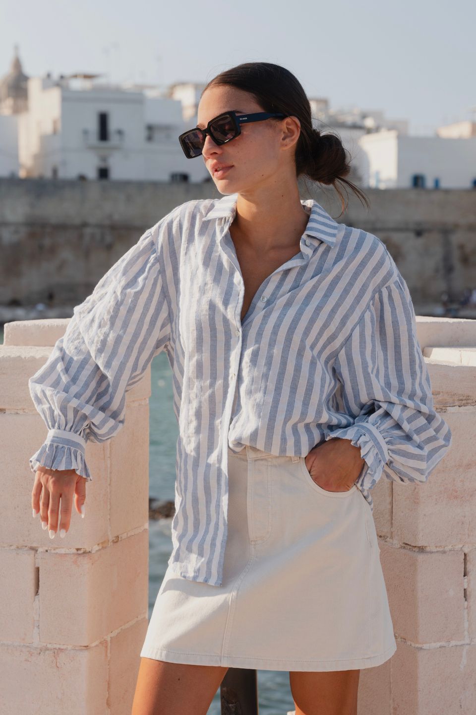 Stylish Blue Stripe Drop Shoulder Long Sleeve Shirt for Men & Women | Casual Comfort Wear for Everyday Outfits, Office & Weekend Looks