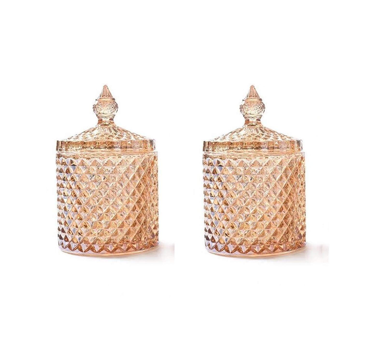 2 Pack Glass Candy Jars with Airtight Lids - Decorative Crystal Candy Bowls for Kitchen Countertop, Party Treats & Holiday Dessert Display